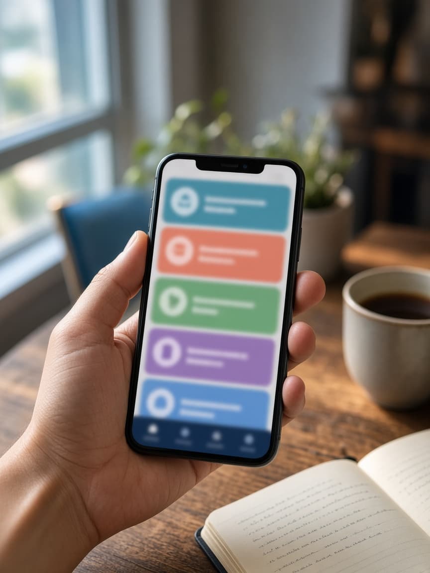 Learner practicing German on a smartphone